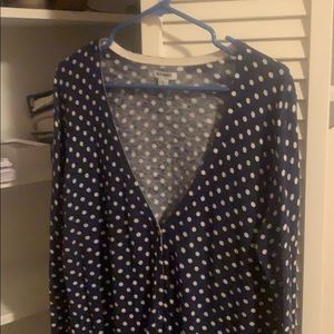 blue Polka Dot Boyfriend Cardigan